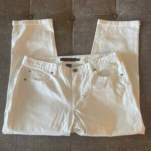 Calvin Klein women's Jeans size 32/14 white skinny crop pants pockets back logo